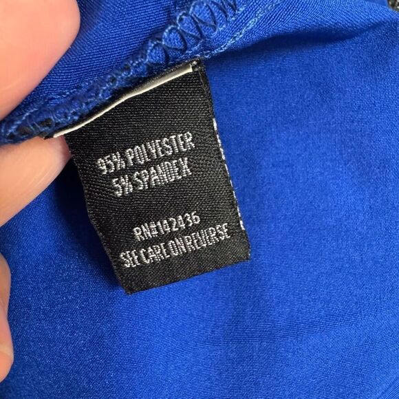 Torrid Royal Blue Black Embroidered Lace Bodycon Mini Sheath Dress Size 14 - Picture 6 of 7